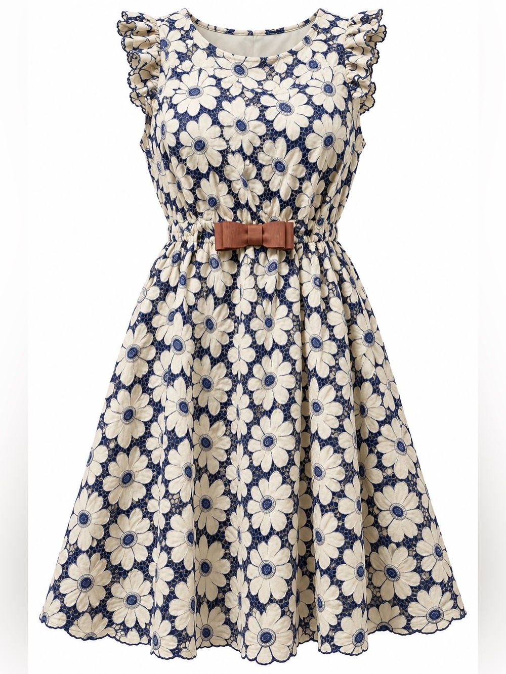 Yumi Floral Fit & Flare Dress with Bow Detail US 8